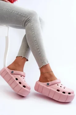 Sale Boto Piankowe Klapki Damskie Na Platformie Różowe Itubia