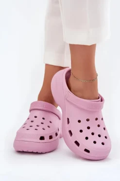 Big Star Shoes Piankowe Klapki Damskie Na Masywnej Podeszwie Big Star RR274A120 Różowe Różowy