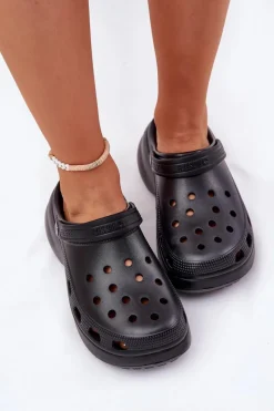 Klapki Damskie Big Star|Klapki Basenowe>Big Star Shoes Piankowe Klapki Damskie Na Masywnej Podeszwie Big Star RR274A118 Czarne Czarny