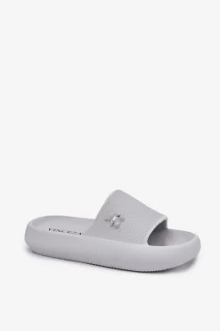 Outlet Piankowe Klapki Damskie Na Platformie Z Misiem Vinceza 75210 Szare Damskie Klapki Basenowe|Klapki Na Platformie