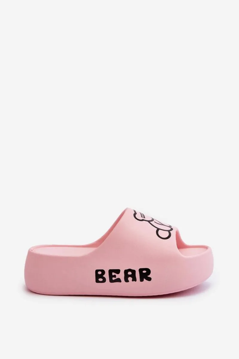 Klapki Basenowe|Klapki Na Platformie>Boto Piankowe Klapki Damskie Na Masywnej Podeszwie Z Misiem Różowe Lamira