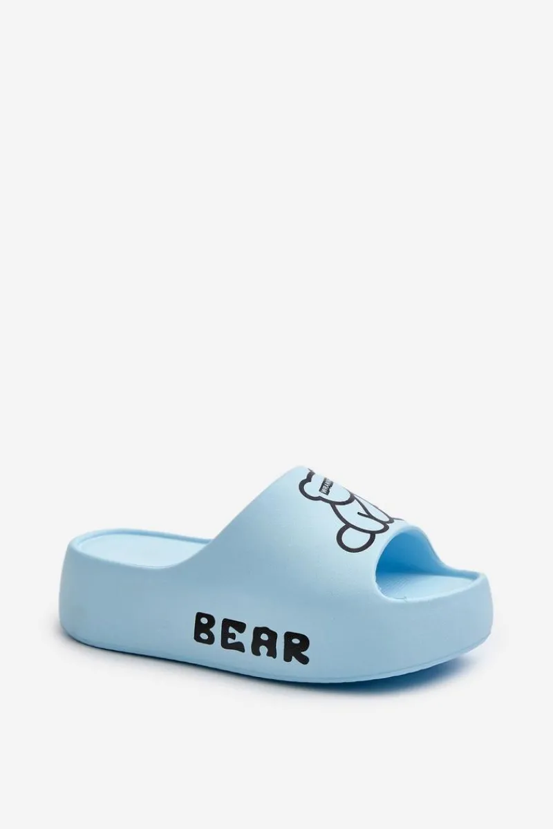 Klapki Basenowe|Klapki Na Platformie>Boto Piankowe Klapki Damskie Na Masywnej Podeszwie Z Misiem Niebieskie Lamira