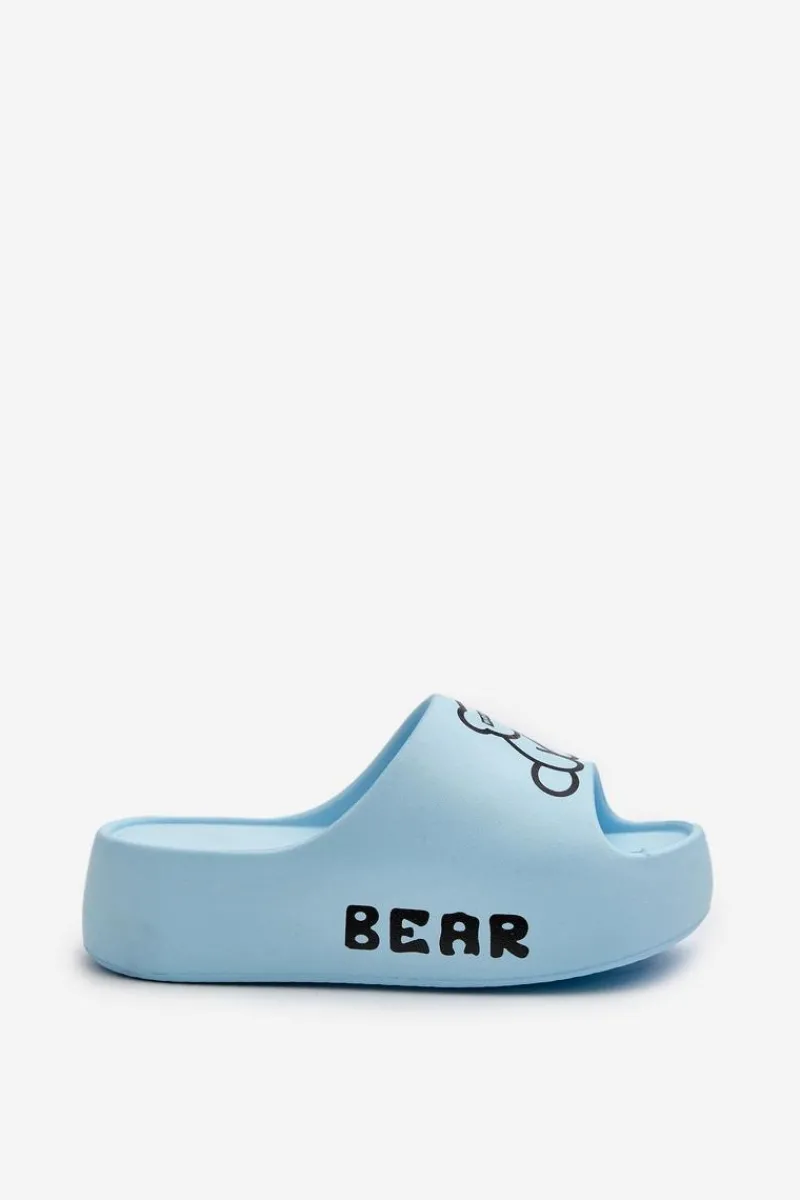 Klapki Basenowe|Klapki Na Platformie>Boto Piankowe Klapki Damskie Na Masywnej Podeszwie Z Misiem Niebieskie Lamira