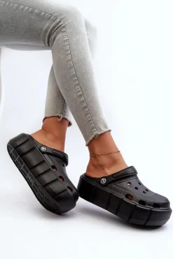 Hot Piankowe Klapki Damskie Na Platformie Czarne Itubia Damskie Klapki Basenowe|Klapki Na Platformie