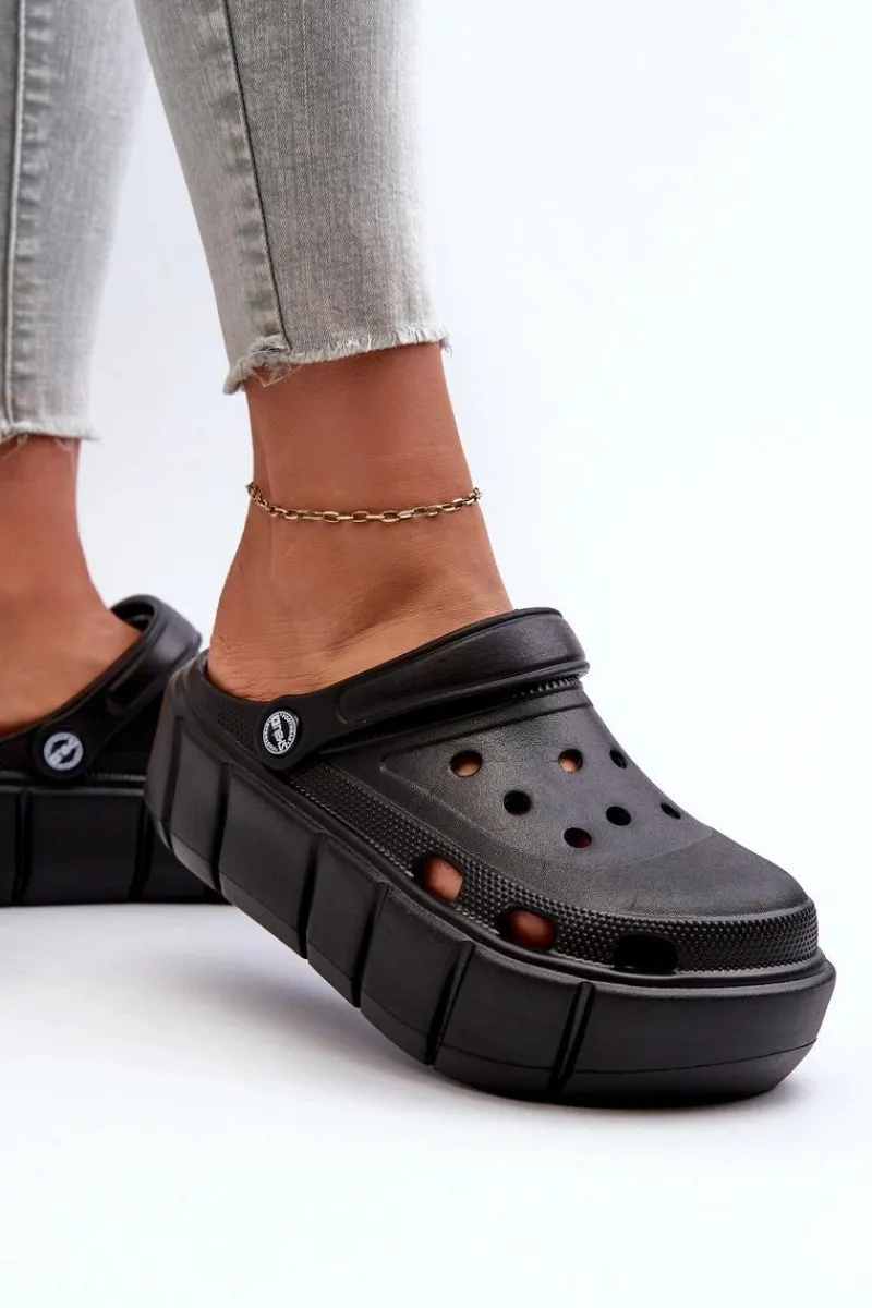 Hot Piankowe Klapki Damskie Na Platformie Czarne Itubia Damskie Klapki Basenowe|Klapki Na Platformie