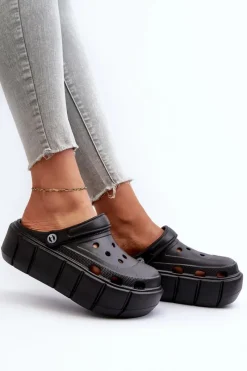 Hot Piankowe Klapki Damskie Na Platformie Czarne Itubia Damskie Klapki Basenowe|Klapki Na Platformie