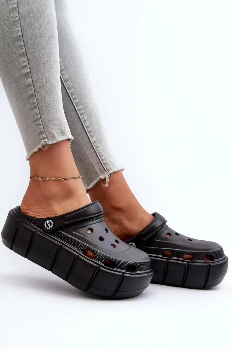 Hot Piankowe Klapki Damskie Na Platformie Czarne Itubia Damskie Klapki Basenowe|Klapki Na Platformie