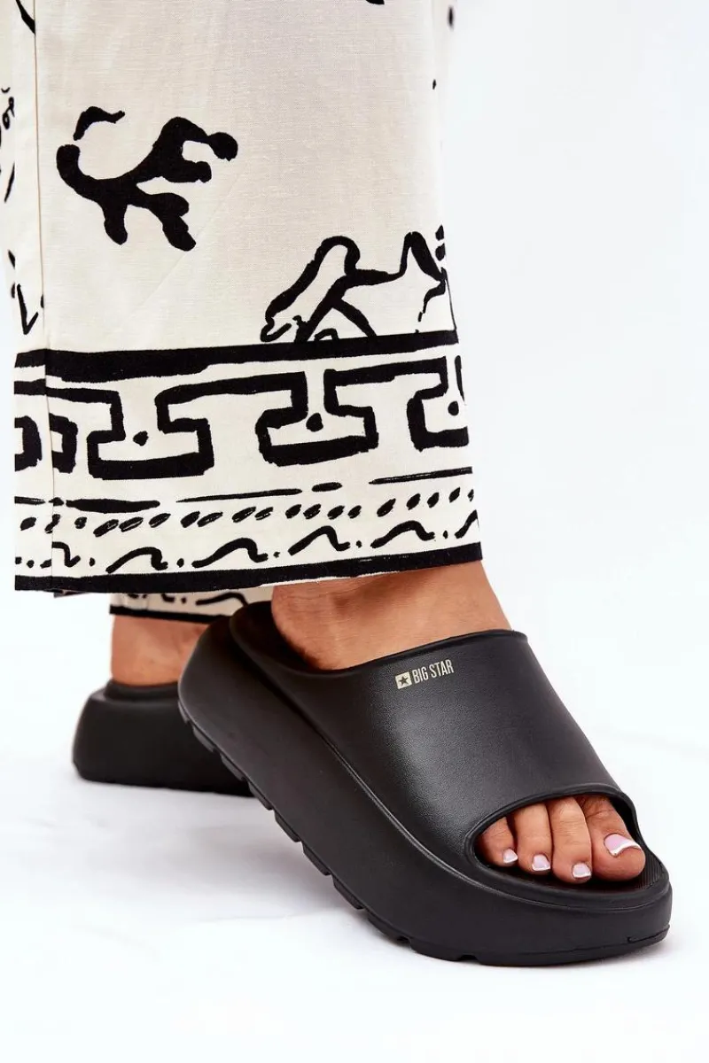 Sale Big Star Shoes Piankowe Klapki Damskie Na Platformie Big Star RR274A567 Czarne Czarny
