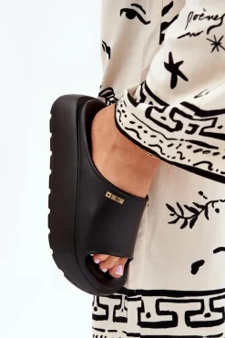 Sale Big Star Shoes Piankowe Klapki Damskie Na Platformie Big Star RR274A567 Czarne Czarny