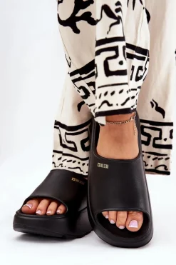 Sale Big Star Shoes Piankowe Klapki Damskie Na Platformie Big Star RR274A567 Czarne Czarny