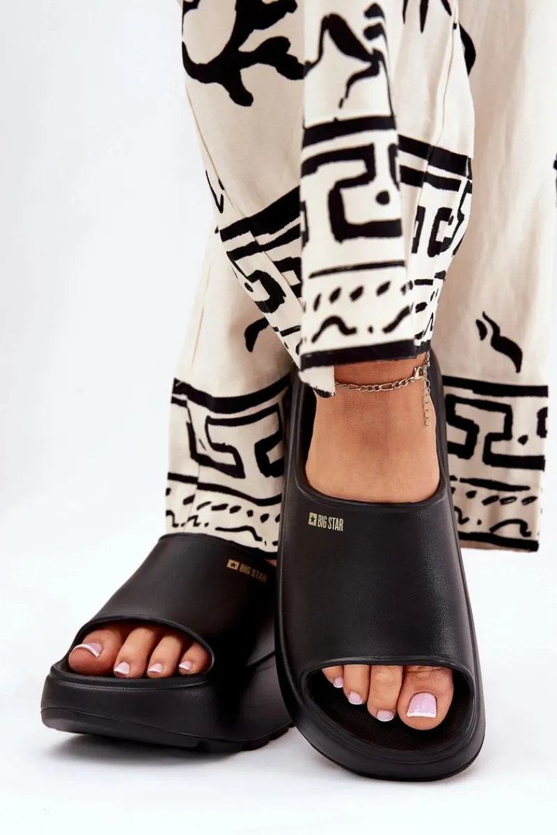 Sale Big Star Shoes Piankowe Klapki Damskie Na Platformie Big Star RR274A567 Czarne Czarny