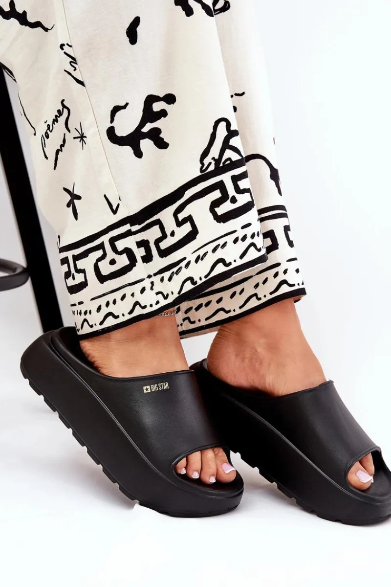 Sale Big Star Shoes Piankowe Klapki Damskie Na Platformie Big Star RR274A567 Czarne Czarny