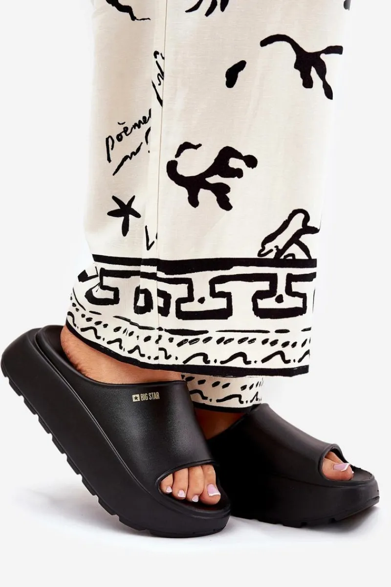 Sale Big Star Shoes Piankowe Klapki Damskie Na Platformie Big Star RR274A567 Czarne Czarny