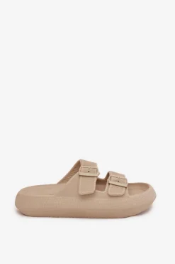 Clearance Buty damskie Vinceza Piankowe Klapki Damskie Z Klamrami Vinceza 76056 Beżowe