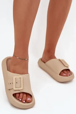 Klapki Basenowe|Klapki Na Platformie>Buty damskie Vinceza Piankowe Klapki Damskie Z Klamrą Vinceza 75207 Beżowe Beżowy