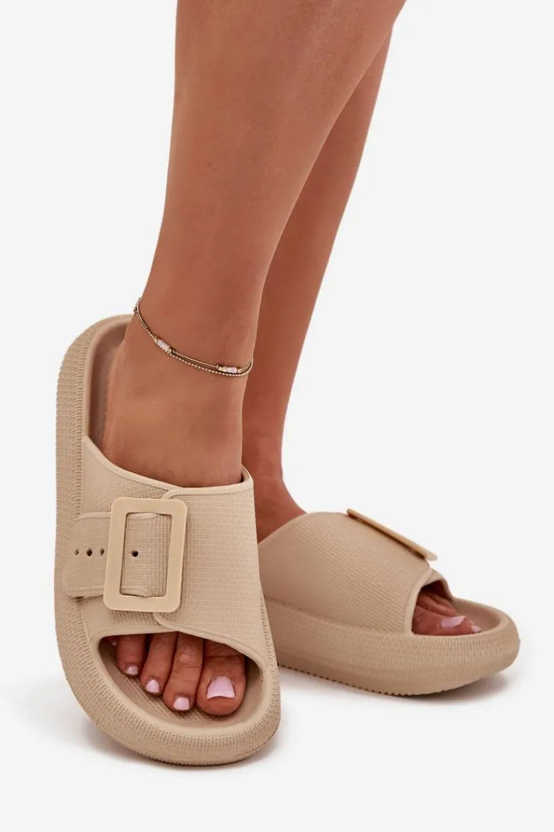 Klapki Basenowe|Klapki Na Platformie>Buty damskie Vinceza Piankowe Klapki Damskie Z Klamrą Vinceza 75207 Beżowe Beżowy