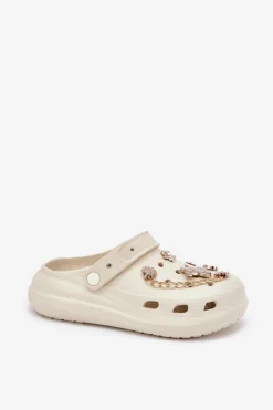 Clearance Piankowe Klapki Damskie Z Przypinkami Beżowe Linaviela Damskie Klapki Basenowe|Klapki Na Platformie