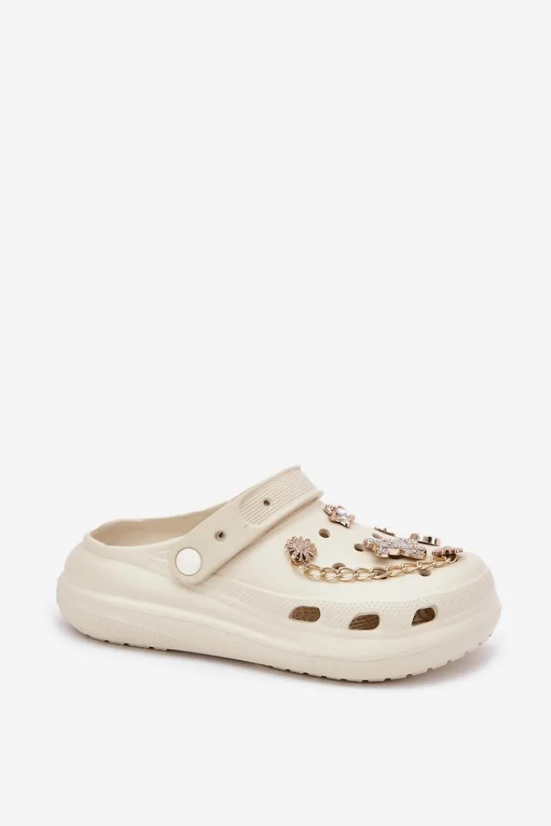 Clearance Piankowe Klapki Damskie Z Przypinkami Beżowe Linaviela Damskie Klapki Basenowe|Klapki Na Platformie