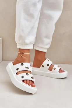 Klapki Basenowe|Klapki Na Platformie>Boto Piankowe Klapki Damskie Z Przypinkami Białe Ravanala Biały