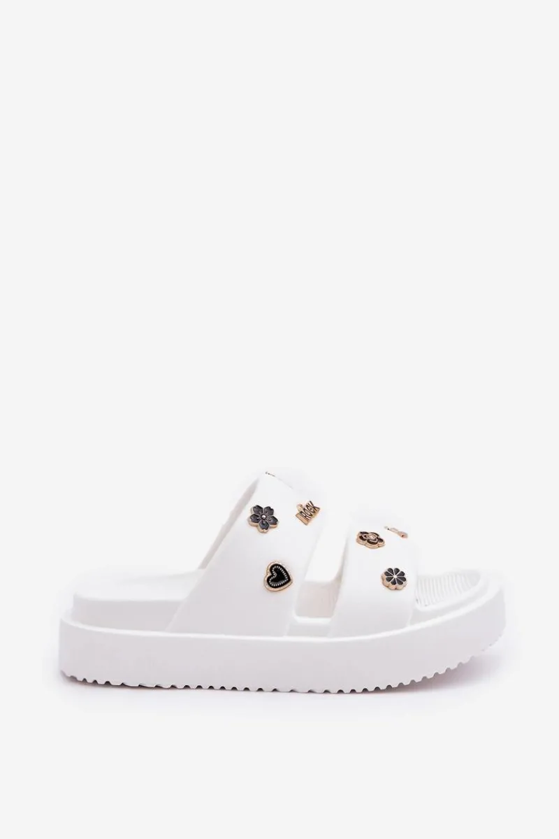 Klapki Basenowe|Klapki Na Platformie>Boto Piankowe Klapki Damskie Z Przypinkami Białe Ravanala Biały