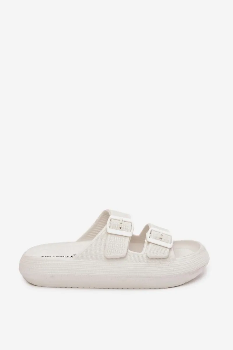 Piankowe Klapki Damskie Z Klamrami Vinceza 76056 Białe Damskie Klapki Basenowe|Klapki Na Platformie