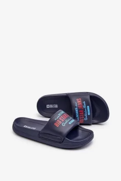 Online Big Star Shoes Piankowe Klapki Dziecięce Big Star NN374516 Granatowe Niebieski