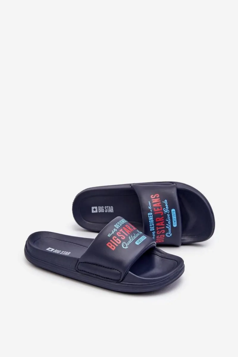 Online Big Star Shoes Piankowe Klapki Dziecięce Big Star NN374516 Granatowe Niebieski