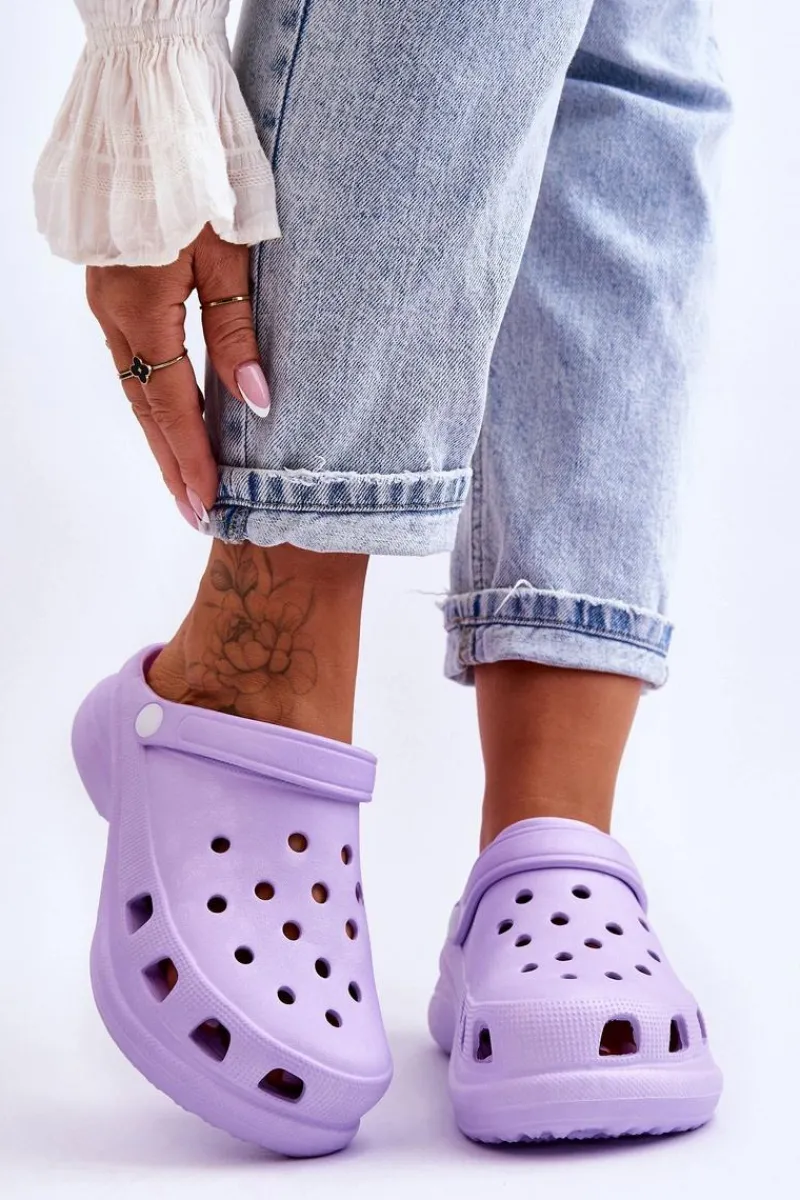 Outlet Boto Piankowe Klapki Kroksy Na Masywnej Podeszwie Fioletowe Katniss