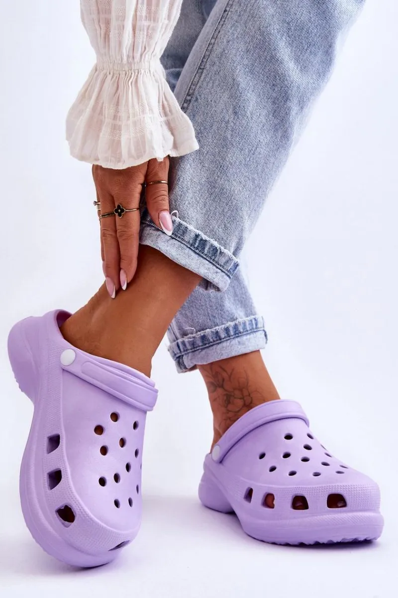 Outlet Boto Piankowe Klapki Kroksy Na Masywnej Podeszwie Fioletowe Katniss