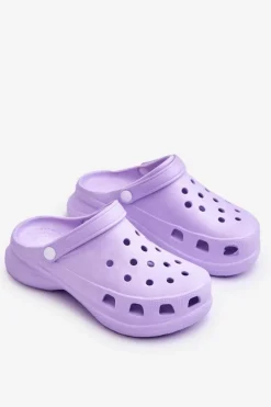 Outlet Boto Piankowe Klapki Kroksy Na Masywnej Podeszwie Fioletowe Katniss
