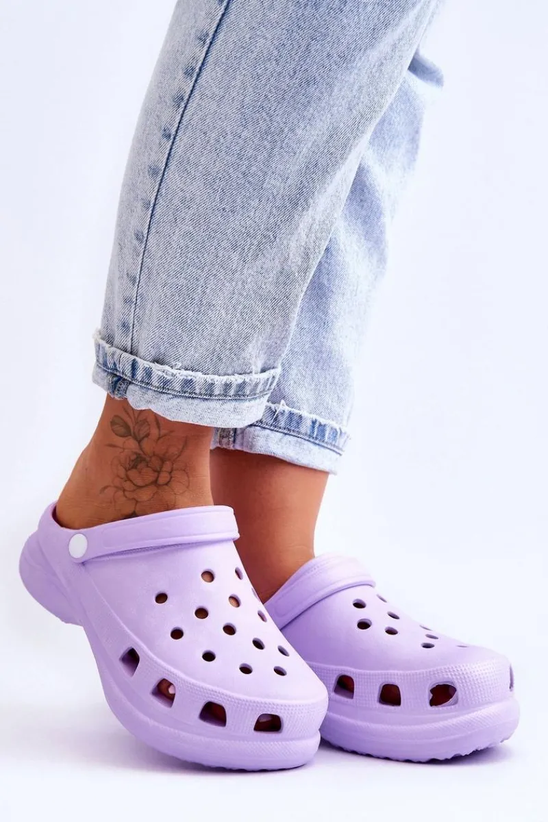 Outlet Boto Piankowe Klapki Kroksy Na Masywnej Podeszwie Fioletowe Katniss