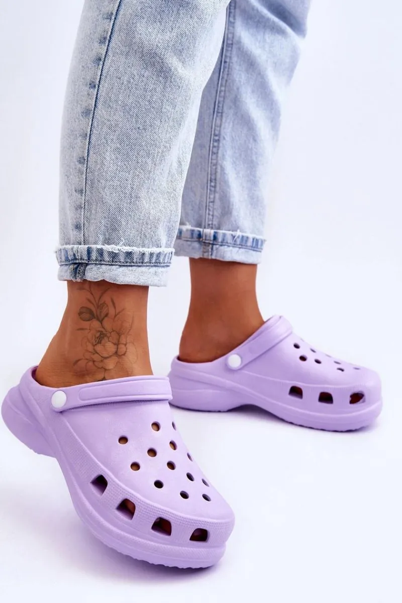 Outlet Boto Piankowe Klapki Kroksy Na Masywnej Podeszwie Fioletowe Katniss