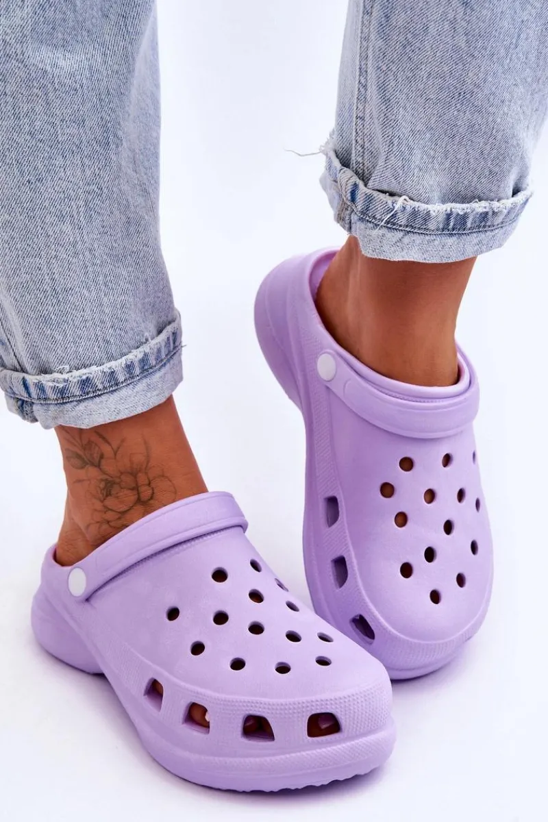 Outlet Boto Piankowe Klapki Kroksy Na Masywnej Podeszwie Fioletowe Katniss