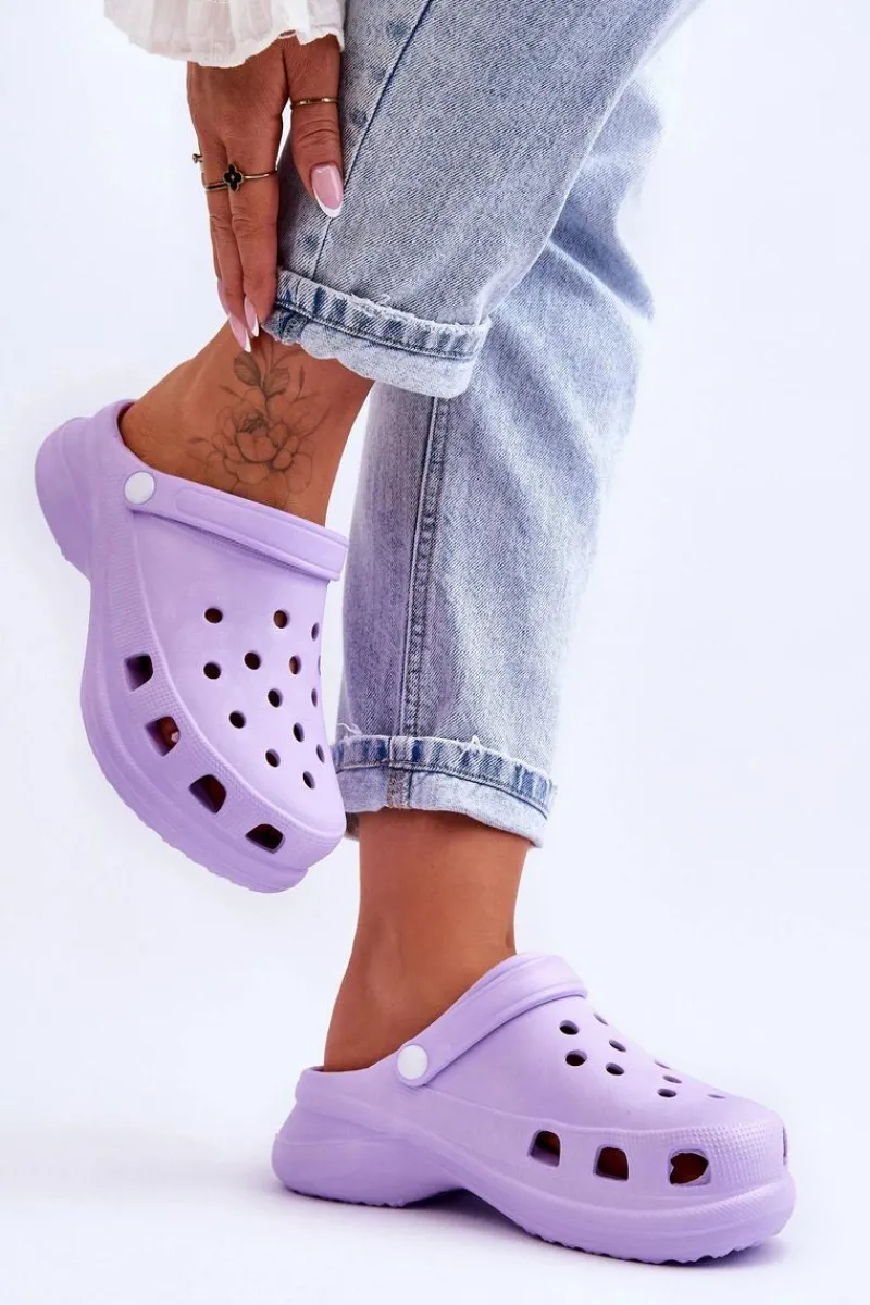 Outlet Boto Piankowe Klapki Kroksy Na Masywnej Podeszwie Fioletowe Katniss