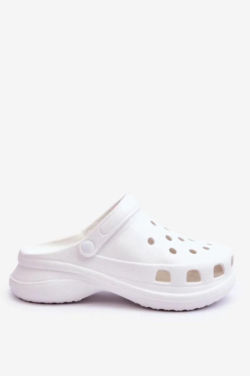 Sale Boto Piankowe Klapki Kroksy Na Masywnej Podeszwie Białe Katniss