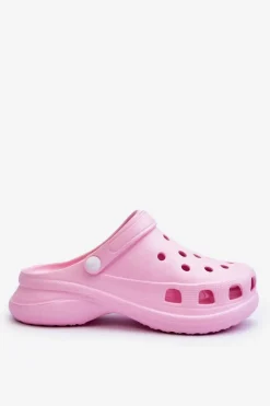 Hot Piankowe Klapki Kroksy Na Masywnej Podeszwie Różowe Katniss Damskie Klapki Basenowe|Klapki Damskie Klasyczne