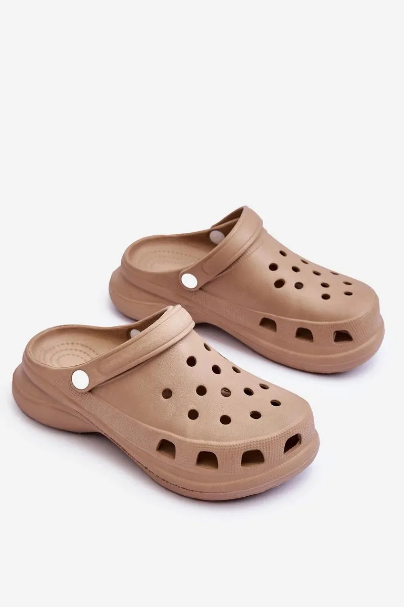 Klapki Basenowe|Klapki Damskie Klasyczne>Boto Piankowe Klapki Kroksy Na Masywnej Podeszwie Beżowe Katniss