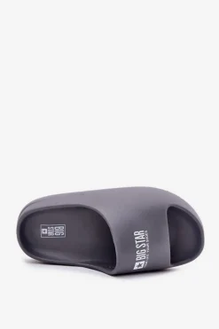 Klapki Męskie Big Star|Klapki Męskie Klasyczne></noscript>Big Star Shoes Piankowe Klapki Męskie Z Logo Big Star RR174A013 Szare Szary