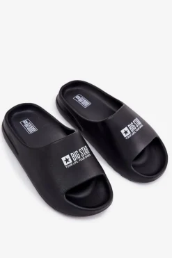 New Piankowe Klapki Męskie Z Logo Big Star RR174A012 Czarne Męskie Klapki Męskie Big Star|Klapki Męskie Klasyczne