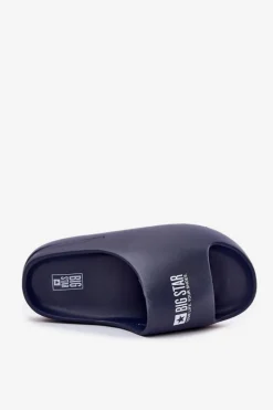 Big Star Shoes Piankowe Klapki Męskie Z Logo Big Star RR174A014 Granatowe Niebieski