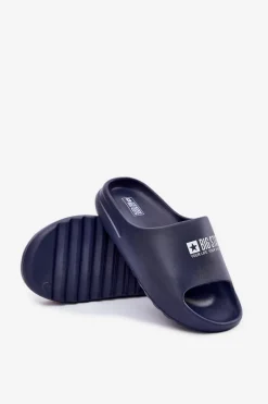 Big Star Shoes Piankowe Klapki Męskie Z Logo Big Star RR174A014 Granatowe Niebieski