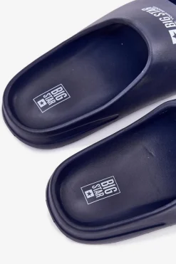Big Star Shoes Piankowe Klapki Męskie Z Logo Big Star RR174A014 Granatowe Niebieski