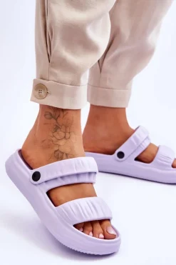 Outlet Boto Piankowe Klapki Sandałki Fioletowe Lirell