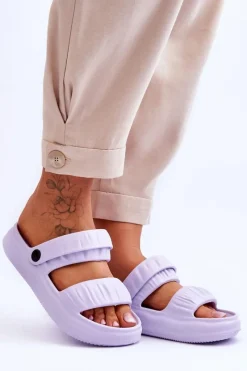 Outlet Boto Piankowe Klapki Sandałki Fioletowe Lirell