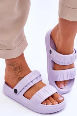 Outlet Boto Piankowe Klapki Sandałki Fioletowe Lirell