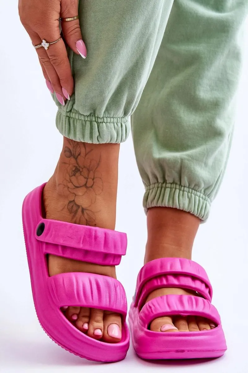 Sandały Płaskie|Klapki Basenowe>Boto Piankowe Klapki Sandałki Fuksja Lirell