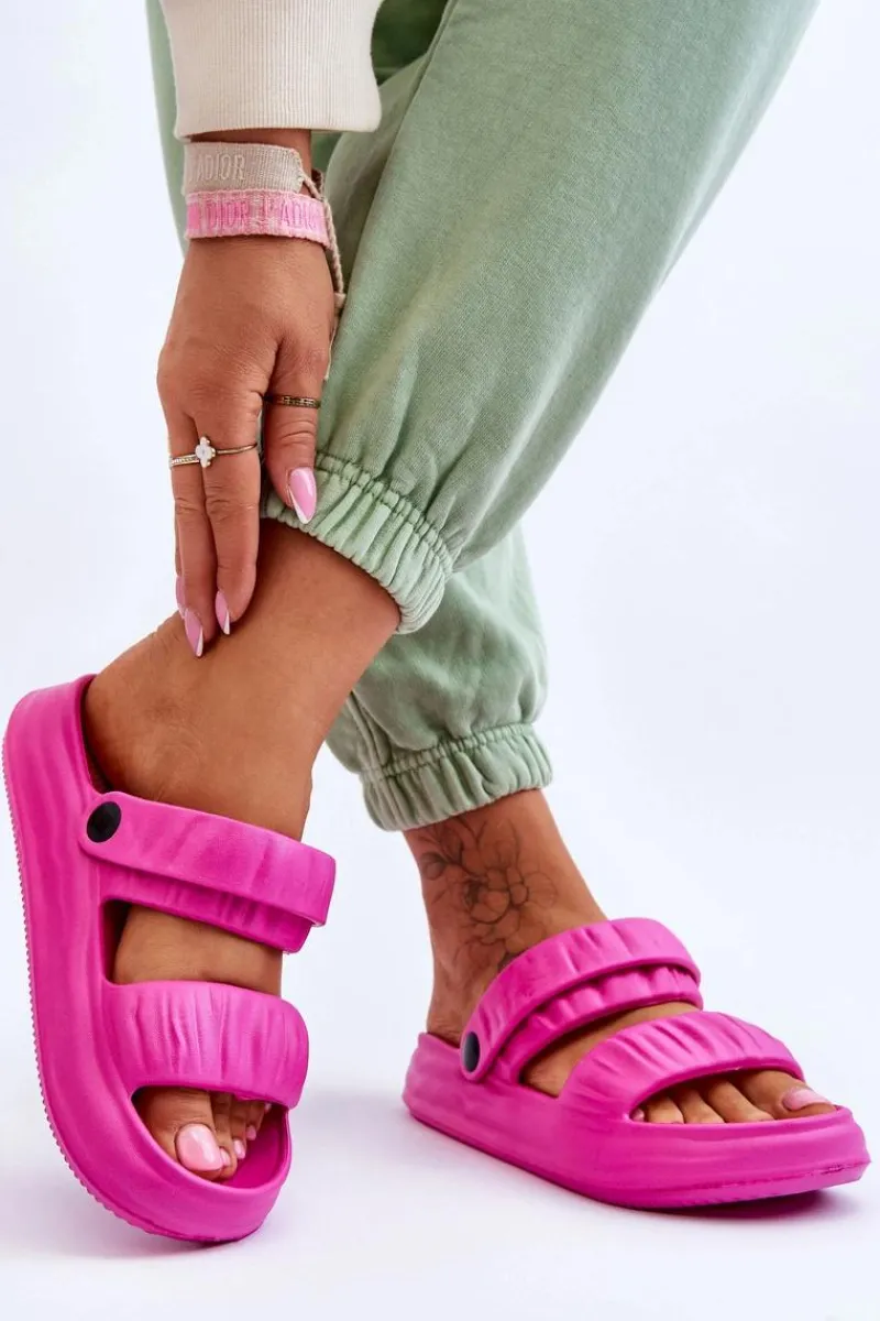 Sandały Płaskie|Klapki Basenowe>Boto Piankowe Klapki Sandałki Fuksja Lirell