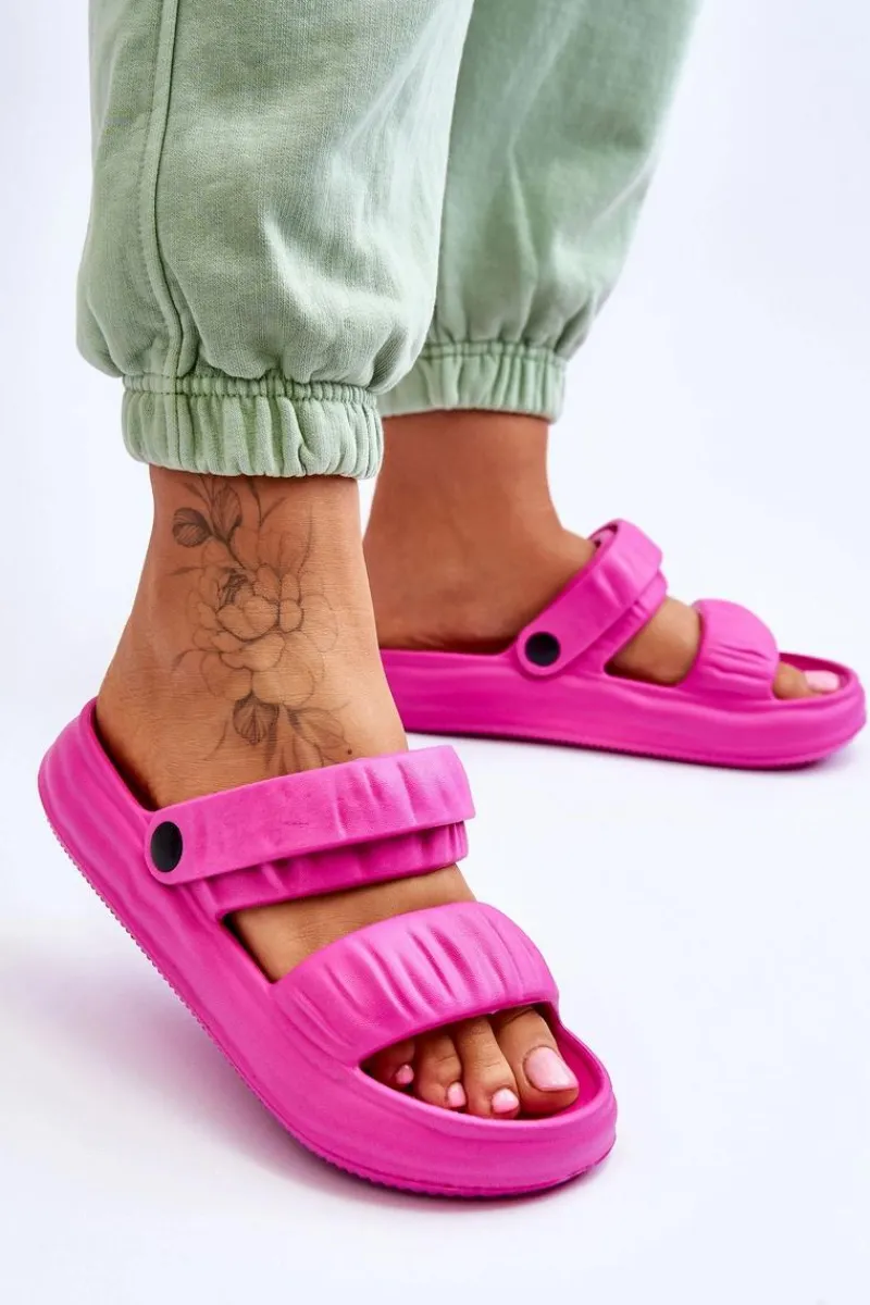 Sandały Płaskie|Klapki Basenowe>Boto Piankowe Klapki Sandałki Fuksja Lirell