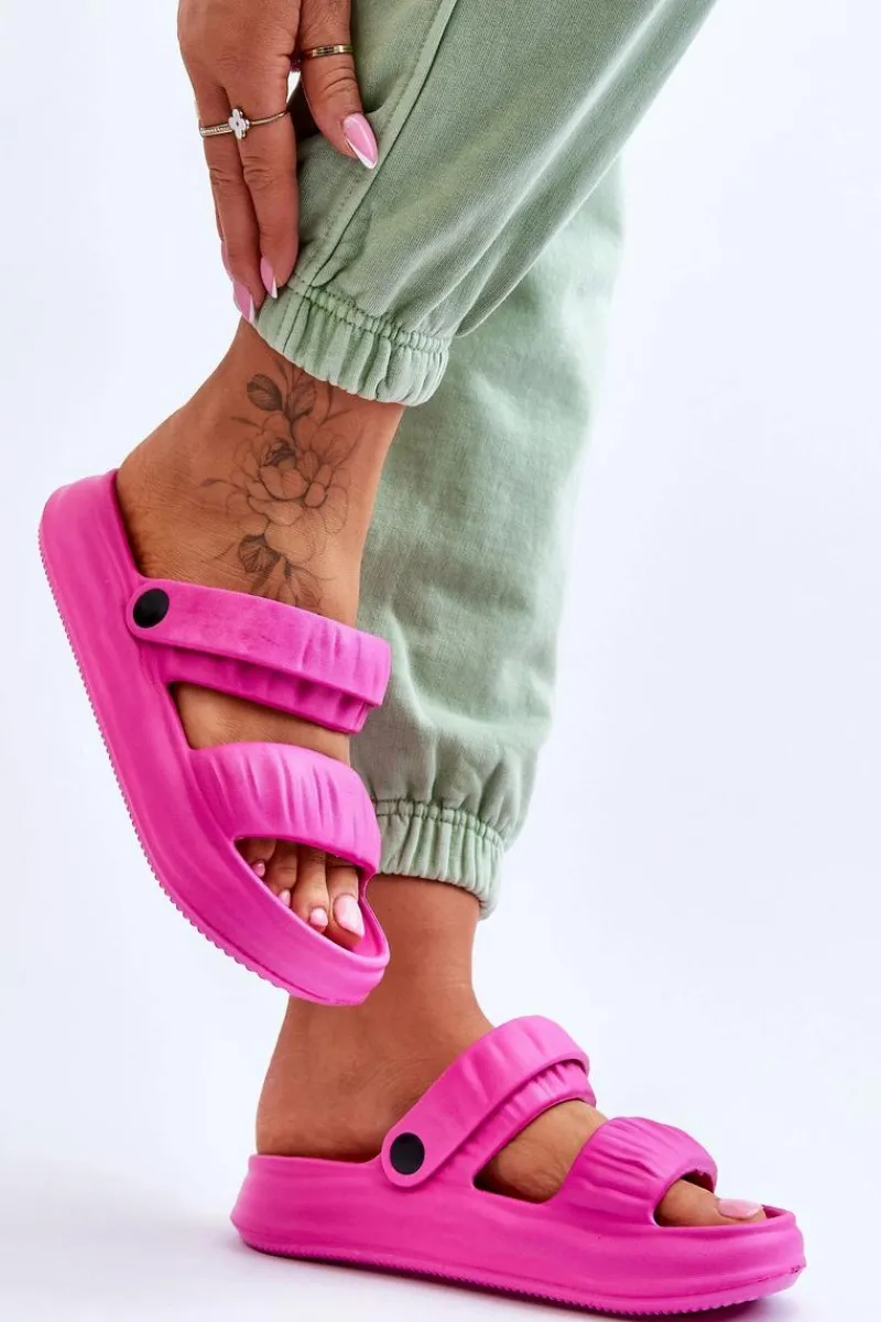 Sandały Płaskie|Klapki Basenowe>Boto Piankowe Klapki Sandałki Fuksja Lirell
