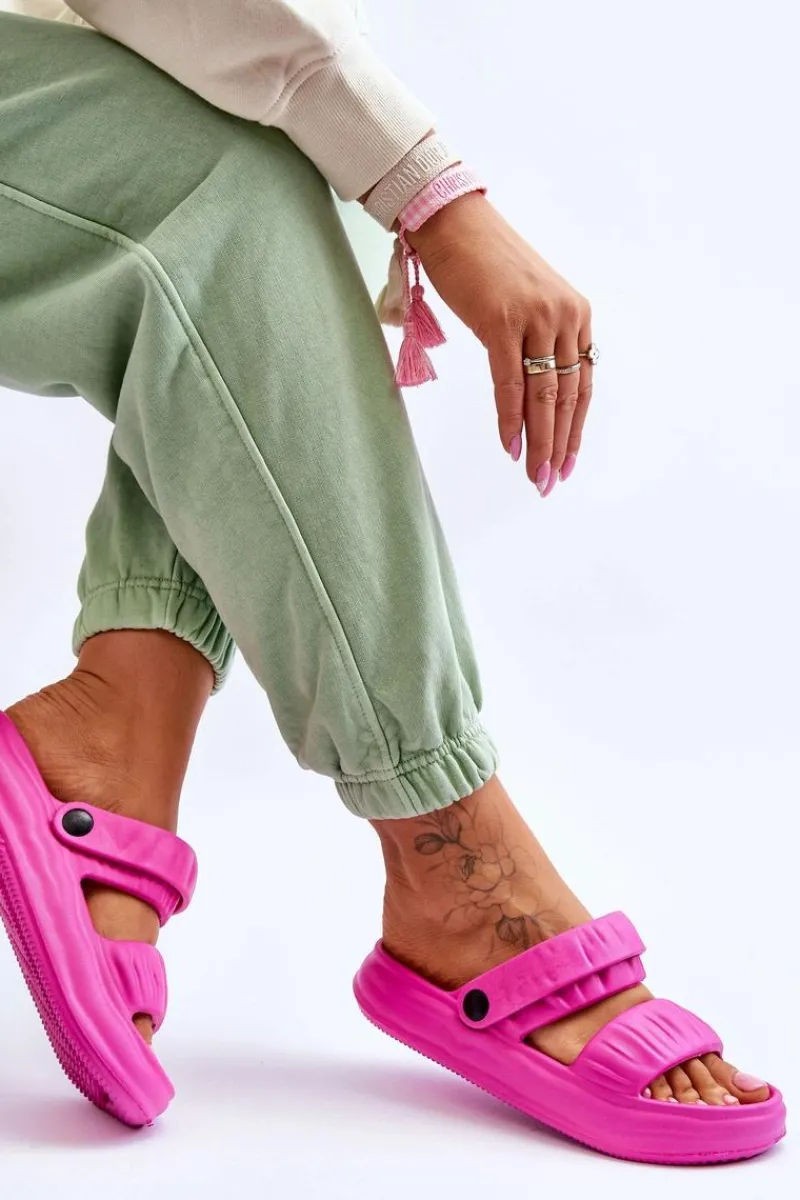 Sandały Płaskie|Klapki Basenowe>Boto Piankowe Klapki Sandałki Fuksja Lirell